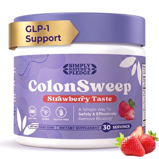 [BRSROYAZPIMBUDLF] ColonSweep Strawberry Psyllium Husk Powder – GLP-1 Support for Appetite Control, Gut Health & Bloating Relief – Probiotic Fiber Colon Cleanse Detox – Vegan, Gluten-Free – 30 Servings