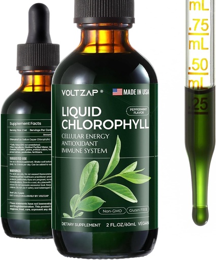 [BRSRABQYOAFQ43Y3] Chlorophyll Liquid Drops - Premium Liquid Chlorophyll Supplements for Immune Support, Energy Increase, Digestive Support, Gut & Skin Health - Natural & Non-GMO & Vegan Mint Flavored 2fl.oz