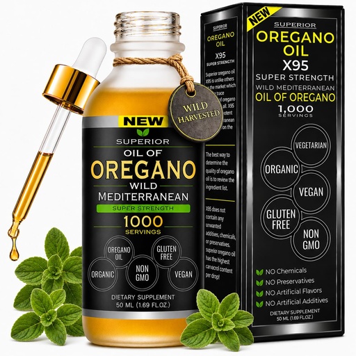 [BRSWYZACOJ5BUA33] Organic Oregano Oil Drops - 1,000 Servings |12 Month Supply, Immune & Digestive Support, Wild Oil of Oregano Liquid with Carvacrol, Non-GMO, Vegan & Gluten Free, Oregano Oil Organic Herbal Supplement | Immune & Digestive Support, Wild Oil of Oregano Liquid with Carvacrol, Non-GMO, Vegan & Gluten Free