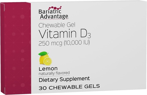 [BRSWIZATBMDWKEDM] Bariatric Advantage Vitamin D Gels 10,000 IU - Vitamin D3 Chewable Gels - Bone Health Support* - for Bariatric Patients - Good Flavor Vitamins - Easy to Use - 30 Count