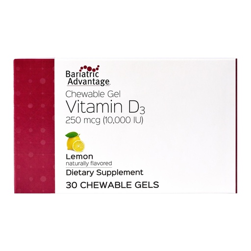 [BRSWIZATBMDWKEDM] Bariatric Advantage Vitamin D3 Chewable Gels 10,000 IU - Bone Health Support* - for Bariatric Patients - Natural Lemon Flavor - 30 Count
