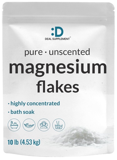 [BRSROCAPDJ6BYELH] Pure Magnesium Flakes Bath Soaks, 10lbs - Natural Epsom Salt Substitute | High-Absorption Magnesium Chloride Flakes | Hydrates Skin & Promotes Relaxation