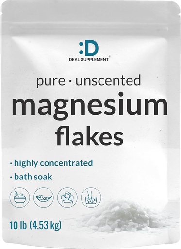 [BRSROCAPDJ6BYELH] Pure Magnesium Flakes Bath Soaks, 10lbs - Natural Epsom Salt Substitute ¦ High-Absorption Magnesium Chloride Flakes ¦ Hydrates Skin &amp; Promotes Relaxation