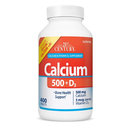 [BRSWIGT2BANW2DTO] 21st Century Calcium 500 mg Plus D3 Tablets, 400 Count