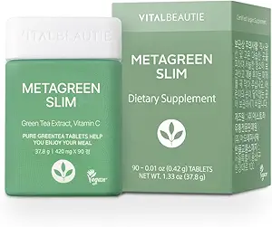 [BRSW2CD7AVYR4G3K] VITALBEAUTIE Metagreen Slim (Green Tea Extract, EGCG) Containing Catechin, Vitamin C for Healthy Physique, Healthy Cholesterol Level, Antioxidant, Vegan Supplement by AMOREPACIFIC - 30 Servings