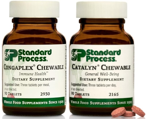 [BRSRAZYHCIPBYYL3] Standard Process Children's Wellness Chewable Bundle - Congaplex & Catalyn Supplement Kit - Immune & Cell Function Support Supplements - Nutritional Supplements for Overall Health