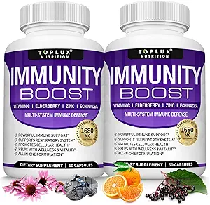[BRSWYZIZO55RAYIY] 10 in 1 Immunity Boost Immune Support Supplement â€“ 1650mg Made with Elderberry, Vitamin C, Zinc, Echinacea & Probiotics for Immune System Booster, Support Healthy Respiratory System, 2x 60 Capsule