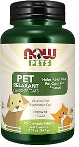 [BRSWK2YADNYWY2DO] NOW Pet Health, Pet Relaxant Supplement, Formulated for Cats & Dogs, NASC Certified, 90 Chewable Tablets