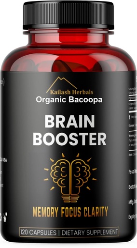 [BRSWYCQLOEBQYGT6] Bacopa, Organic Brain Booster, Nootropic Brain Supplement, Bacopa Monnieri/Brahmi, per Mental Sharpness, Focus, Memory e Cognitive Wellness, 120 Capsule 500mg, 2 Mesi di Alimentazione