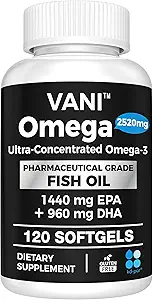 [BRSRAFQCBZ7Q4G33] Pharmaceutical Grade Omega 3 Fish Oil, KD-PÜR Premium Germany Fish Oil Supplements 2520mg with EPA & DHA- Supports Brain, Heart & Immunity (120 Softgels)