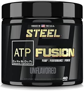 [BRSWG2T5OQFR4C34] Steel Supplements ATP-Fusion | Optimized Absorption Creatine Monohydrate Workout Supplement | Bloat Free Formula for Faster Recovery with Creatine Monohydrate Powder | 40 Servings
