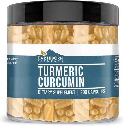 [BRSWYYI7C4DW23T6] 土生元素 Turmeric Curcumin 200 Capsules, 纯和未稀释, 无添加剂