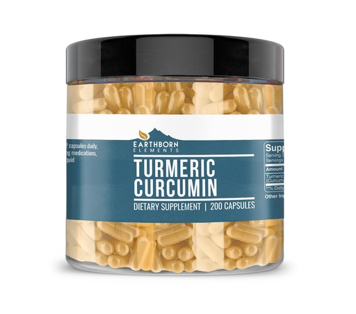 [BRSWYYI7C4DW23T6] Earthborn Elements Turmeric Curcumin 200 Capsules, Pure & Undiluted, No Additives