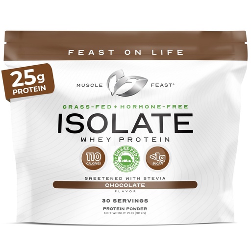[BRSWKH33O4ARSD3L] Muscle Feast Isolate Grass-Fed Whey Protein, All Natural Hormone Free Pasture Raised, Whey Isolate Protein Powder for Men and Women, Clean, Gluten-Free, Delicious Isolate Protein - Chocolate, 2lb