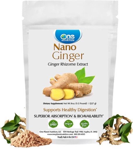 [BRSRMAA6OIHBYA3X] One Planet Nutrition Nano Ginger Root Powder 8 oz (227 Servings), Ginger Root Extract, Nano for Superior Absorption, Enhances Digestive Health, Excipient-Free, Non-GMO, Vegan, Gluten Free