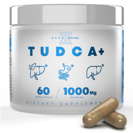 [BRSRMAA5ABYWKFAZ] Peak Revival-X TUDCA+ 1000mg Bile Salt Supplement for Liver Support, Detoxification, Digestive Health, and Skin Health - Made in the USA (60 Vegan Capsules)
