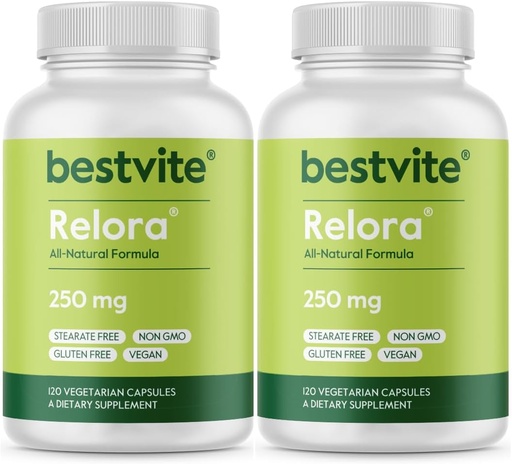 [BRSWGGTQBF6QA2DP] BESTVITE Filler-Free Relora 250mg (240 Vegetarian Capsules) (120 x 2) – Clinically Researched – No Stearates – Vegan – No Fillers – Supports The Management of Occasional Stress*
