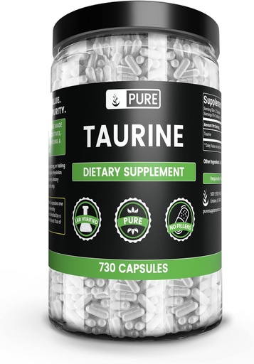 [BRSWGBTROJ7BUFAY] PURE ORIGINAL INGREDIENTS Taurine (730 Capsules) No Magnesium Or Rice Fillers, Always Pure, Lab Verified