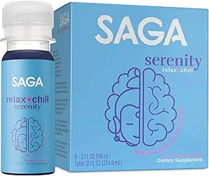 [BRSRMATRAEFQYGYU] SAGA Serenity Organic Relaxation Shots with Kava, Lion’s Mane & Reishi | Fast-Acting Mushroom & Adaptogen Drink for Calm, Stress Relief & Mood Support | Vegan, Travel Size | Strawberry Cucumber