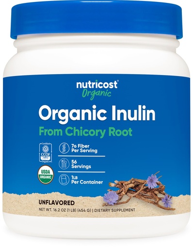 [BRSWYAA3CAJWYEI3] Nutricost Organic Inulin Powder 1LB (454 Grams) 7 Grams of Fiber Per Serving - from Chicory Root - Certified USDA Organic