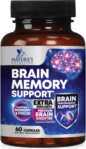 [BRSW22Y7O4PQK2DZ] Brain Memory Supplement Pills - 3X Strength Nootropics for Concentration, Clarity & Focus Support - Brain Health Cognitive Vitamins with Bacopa, Phosphatidylserine & DMAE, Brain Booster - 60 Capsules