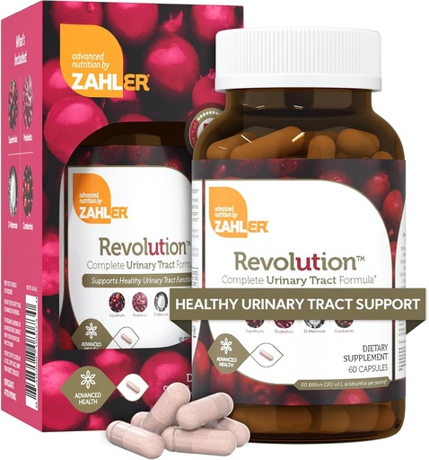 [BRSWIGQHDECB6GDE] Zahler Revolution - Komplet Dame Urinary Tract Health Formel med Probiotika - UTI piller - 1200mg D- Mannose og Cranberry supplement - Urinary Tract Infektion støtte til kvinder (60 kapsler)
