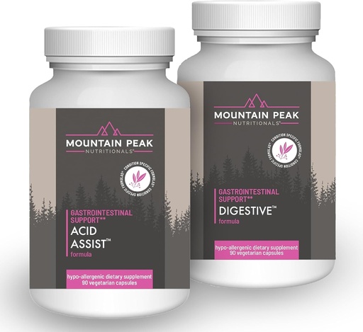 [BRSRAFILOANRYEQV] Mountain Peak Nutritionals Acid Assist & Digestive Support Combo Pack - Gastrointestinal & Digestive Health - Enzymes, Probiotics, & Nutrient Support - 90 Vegetarian Capsules Each