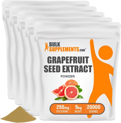[BRSWIAY5OYNA43DO] BulkSupplements.com Grapefruit Seed Extract Powder - Grapefruit Seed Supplements, Antioxidant Source - Herbal Supplement, Gluten Free, 250mg per Serving, 5kg (11 lbs) (Pack of 5)