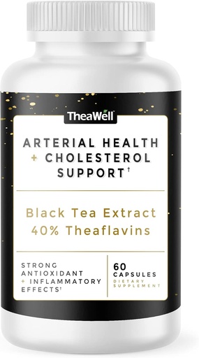 [BRSROZ3YO4NAG3IZ] TheaWell Natural Arterial Health + Cholesterol Support - 60 Count, Black Tea Extract, Theaflavins, Non GMO, Vegan, & Gluten Free