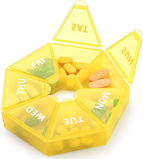 [BRSW2YYQBYNWK3Q2] Weekly Pill Organizer Large 7 Day Pill Box Organizer Daily Medicine Case for Vitamin Fish Oil Pills Supplements Arthritis Friendly