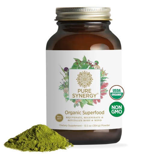 [BRSWIYQ5AR6BQE3M] PURE SYNERGY Organic Superfood Powder | Green Superfood Powder | Whole Food Supplement with Organic Greens, Spirulina and Mushrooms | for Energy, Healthy Aging, and Immune Health (12.5 oz)