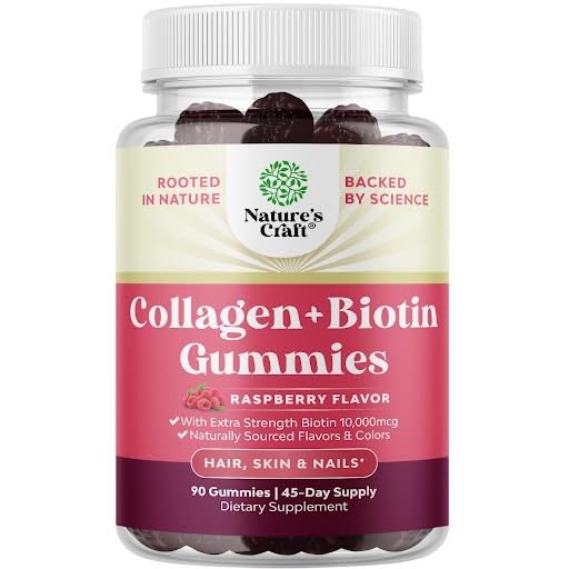 [BRSROHDYBVYGEG3P] Hair Skin and Nails Gummies for Women - Extra Strength Biotin and Collagen Gummies for Women Hair Skin Nails Support - Non-GMO Kosher Marine Collagen Biotin 10000mcg per serving - 90 Count
