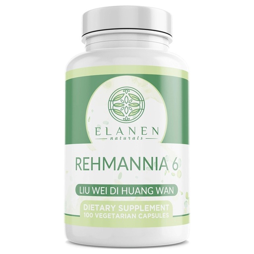 [BRSWGCYYAEDQKGY6] Elanen Naturals Liu Wei Di Huang Wan, Rehmannia 6, Six Flavor Rehmannia, 100 Vegetable Capsules