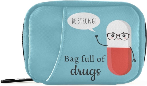 [BRSRMFI2OIAQIDTF] Naanle Cute Cartoon Pill Box 7 Day Case Bag Travel Organizer with Zipper Portable Weekly Compact Size for Vitamin Supplement Holder A Cartoon Blue Red 4.6 x 3.14 x 1.88 Inch