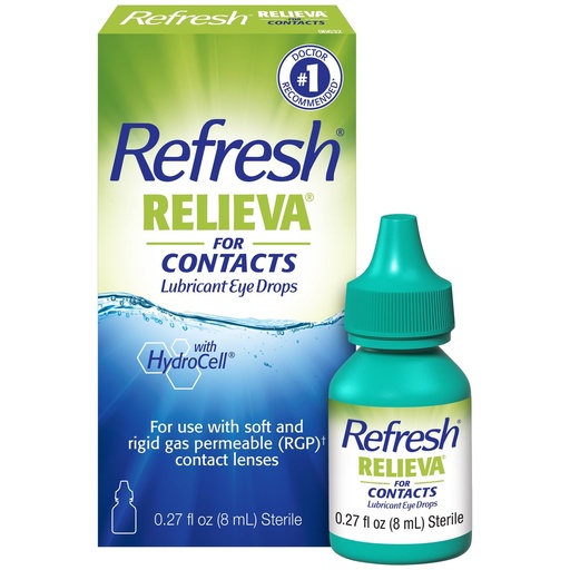 [BRSWGCQKPJ6AYCI7] REFRESH RELIEVA FOR CONTACTS Lubricant Eye Drops Artificial Tears Contact Lens Rewetter, 0.27 fl oz (8 mL)