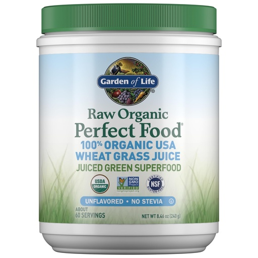 [BRSWGHD4CMMWAD34] Garden of Life Raw Organic Perfect Food 100% Organic USA Wheat Grass Juice - Juiced Green Superfood Greens Powder, 60 Servings - Stevia-Free, Non-GMO, Vegan, Gluten Free Whole Food Dietary Supplement