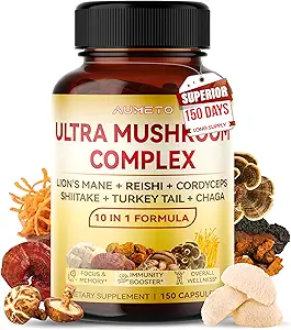 [BRSROAI2ORYQYF34] Ultra Mushroom Complex 10 in 1 Formula - with Lion's Mane Reishi Cordyceps Shiitake Turkey Tail Chaga (150 Count (Pack of 1))