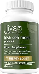 [BRSRMGA6O4HGEGTA] Jiva Botanicals - Irish Sea Moss Gummies with Bladderwrack & Burdock Root 3000mg - Immune System Support for Adults - 60 Count