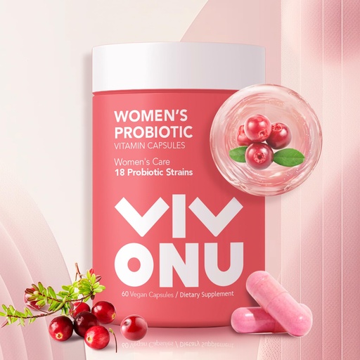 [BRSRAEI7PINWAEQ2] VivoNu Women's Probiotic,Prebiotics & Lactobacillus Probiotic Blend,60 Billion CFUs,18 Strains,Help Women's Health,Boost Immune,Digestive,Gut,Promote Healthy Vaginal Odor & Vaginal Flora