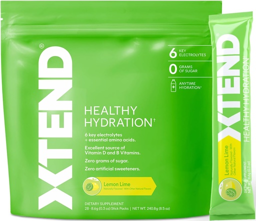 [BRSRMGADOYFGG232] Xtend XTEND Healthy Hydration | Superior Hydration Powder Packets | Electrolyte Drink Mix | 3 Essential Amino Acids | NSF Certified for Sport | 28 Sticks, Lemon Lime