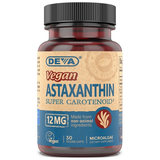 [BRSWKH36CV7GE3Y6] DEVA Nutrition Vitamins Astaxanthin 12mg, Vegan, Made from Haematococcus Pluvialis Microalgae, 30 Capsules, 1-Pack