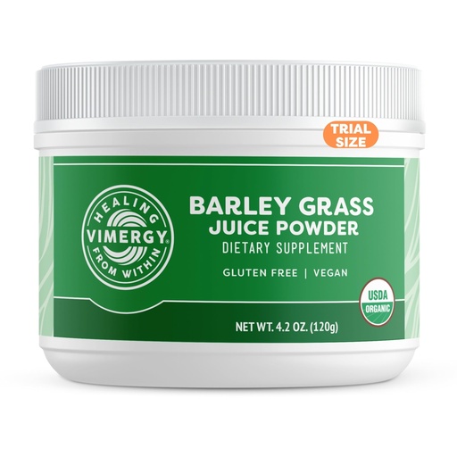 [BRSRMAIEBMHAY2TB] Vimergy Barley Grass Juice Powder Dietary Supplement - 0.8g per Serving (150 Servings) – Clean Superfood Formula – Promotes Cardiovascular Health* – Organic, Vegan & Gluten-Free – Travel Size 120g