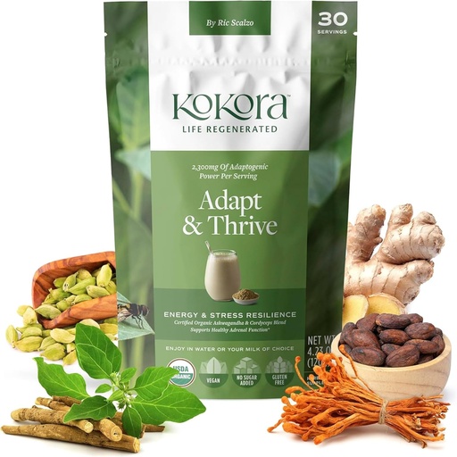 [BRSRAGAOOAHWYYL5] Adapt & Thrive - Energy & Stress Resilience, Organic Ashwagandha & Cordyceps Blend to Support Healthy Adrenal Function Coffee Alternative