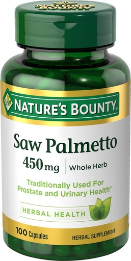 [BRSWIYYCDIOGEHDG] Nature's Bounty Saw Palmetto, Herbal Health Supplement, Prostate and Urinary Health, 450 mg, 100 Capsules