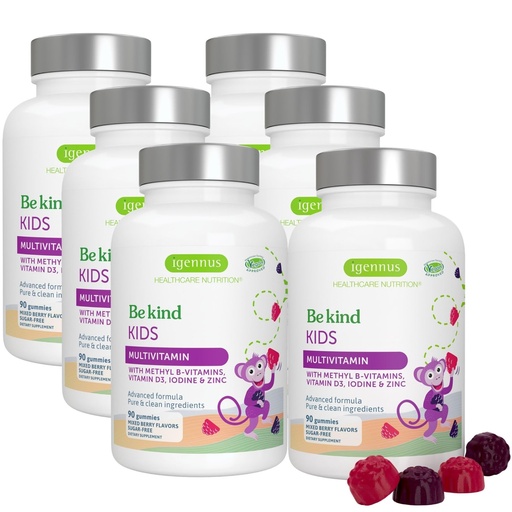 [BRSRAA33OV5WEGT7] Igennus Methylated Kids Multivitamin Gummies, Age 4+, 6 x 90 Gummies | Clean Label & Third Party Tested, No Artificial Sweeteners or Flavors, Sugar Free, Natural Berry Flavor, Non-GMO, Halal