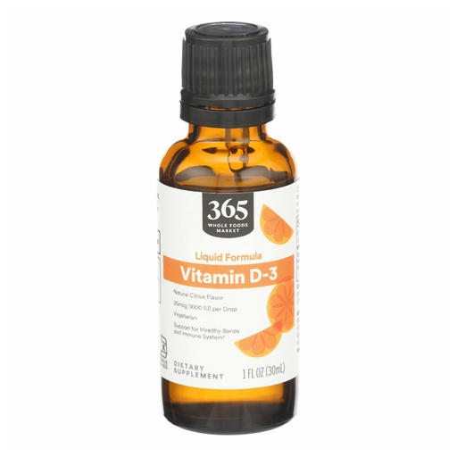 [BRSWGZQBOUIWAFAU] 365 by Whole Foods Market, Vitamin D-3 Liquid Citrus Flavor 1000IU, 1 OZ