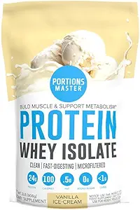 [BRSWGFINC57B6G3A] Portions Master CFM Whey Isolate Protein Powder, 2 LB, 23g Low Carb, Low Fat, Cold-Processed, Fast Absorbing, Muscle Growth & Recovery Support (Vanilla Ice Cream)