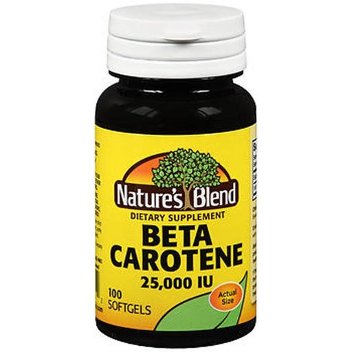 [BRSWGYI7OAMAEDLG] Nature's Blend Beta Carotene 25000 IU - 100 Soft Gels, Pack of 2