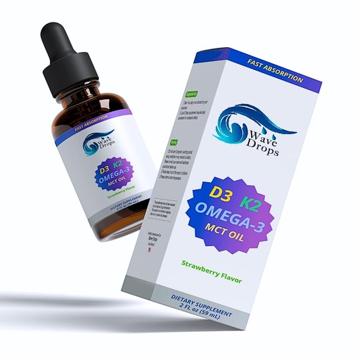 [BRSROGI5B55WO3LF] Vitamin D3 & K2 with MCT Oil & Omega 3: Liquid Drops, No Fillers, Non-GMO, 2 Fl Oz