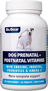 [BRSROFT3OUCQYE3A] Dog Prenatal Vitamins. The Only 2in1 Prenatal & Postnatal Vitamins for Dogs with Folic Acid, Omega 3, Probiotics, Choline & Inositol, Key for Mother & Puppies, 90 Tablets